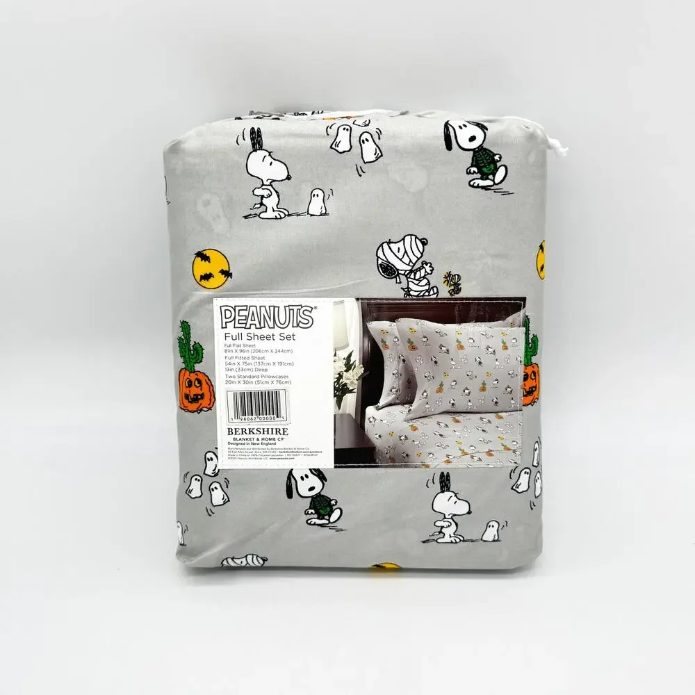 Peanuts Snoopy Spike Gray Halloween FULL Sheet Set Ghosts Mummy Cactus Skeleton